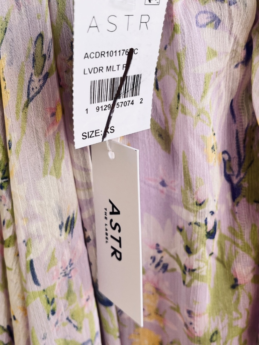 Astr The Label Primrose Maxi Dress - Lavender Aqua Floral Lace-Up-Back Size XS - Picture 14 of 15
